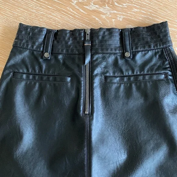 NWOT Anthropologie Pilcro Faux Leather Moto Midi Skirt 2 Pencil Vegan Punk Black - Picture 8 of 16